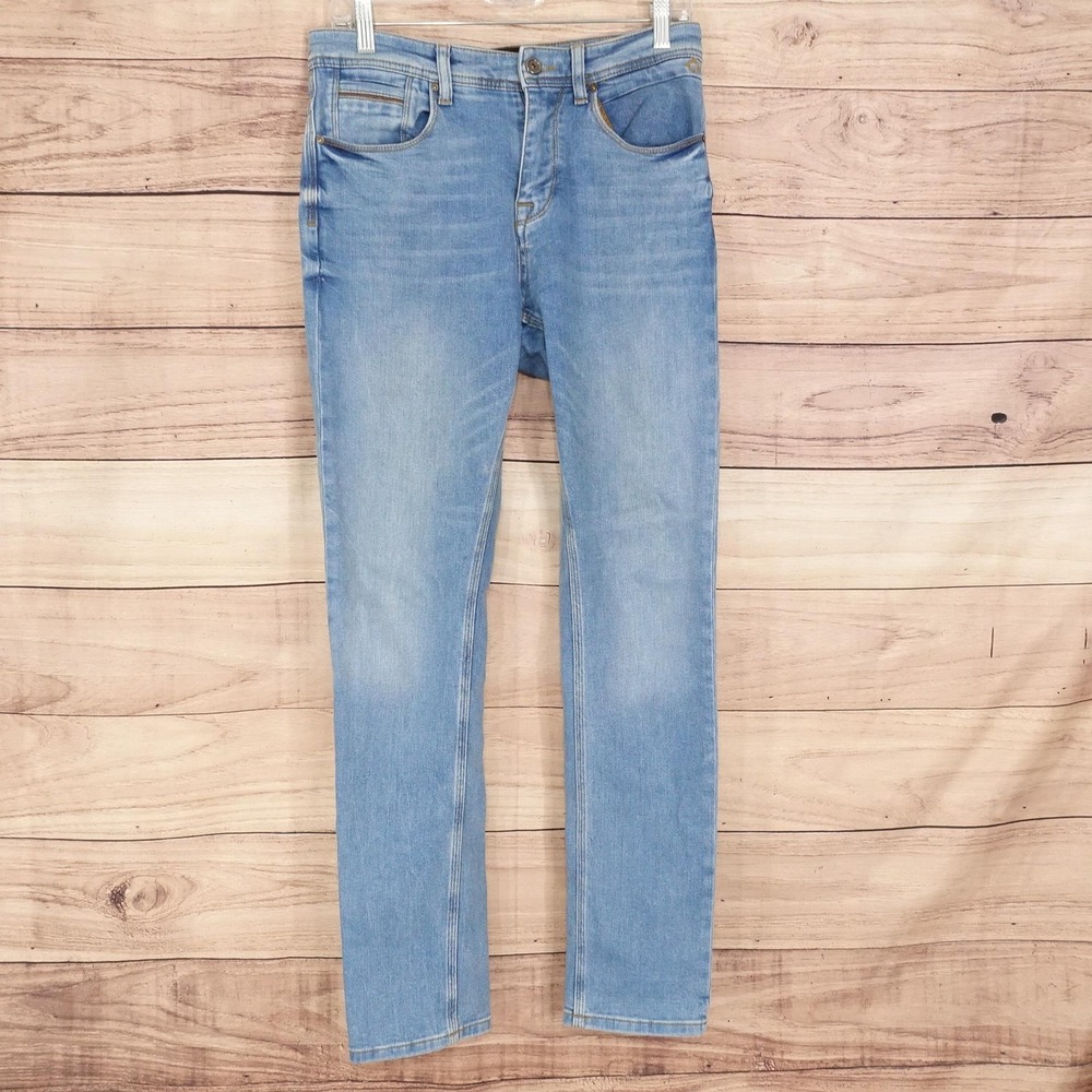 Zara Jeans Mens 30x30 Blue Light Wash Slim Straight Stretch Denim Pants